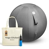 Backerz Sitzball 65 cm - Ergonomische Sitzmöbel für Büro und Heimbüro - Langlebiger Stoff, Gymnastikball - Fitness-Ball, Ballstuhl mit Ballauflage - Waschbarer Leinenbezug - Dunkelgrau