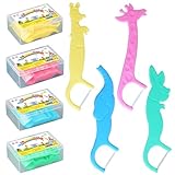 Dryxog 160 Stück Zahnseide Sticks Kinder Floss Zahnpflege Dental Floss Sticks Rutschfester Griff Bunt Tierformen Speziell Toothpick für Kinder Engen Zahnzwischenräume Wachsfrei