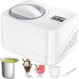 Acmeenjoy Eismaschine mit Kompressor 1L, Eismaschine Selbstkühlend mit Entnehmbarem Eisbehälter, inkl. Spatel/Messzylinder mit Skala