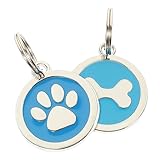 TOYANDONA 2Stücke Haustier Id Tags Für Katzen Personalisierte Adressanhänger Mit Runder Form Dekorative Namensschilder Für Blaues Und Knochen Design