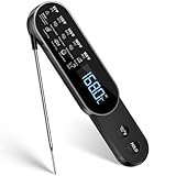 Pakinui Fleischthermometer ±0.5℃ Genau Küchenthermometer 2-3s Reaktionszeit Bratenthermometer Einstichthermometer Mit Wiederaufladbarem Akku für Braten, Wein, BBQ, LCD