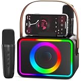 [2025] Karaoke Maschine: Wowstar Karaoke Anlage mit 2 Karaoke Mikrofonen für Erwachsene Kinder - Tragbare Karaoke Box Bluetooth Lautsprecher PA Anlage Komplettset für Home Party,Church,Picnic,Outdoor
