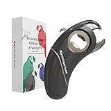 Kitchen Mama Epic One - Multifunktionaler Flaschen-Öffner: Öffnet Flaschen mit Schraub- und Kronkorken, Dosen, Aufreißlaschen und Gläser – Ergonomisch, Handfreundlich, Ideal bei Arthritis (Metallgrau)