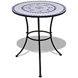 vidaXL Mosaiktisch 60 cm Blau/Weiß