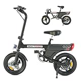 RAOO MIN E Bike, e Bike Herren und Damen, Fahrrad tragbar City-Pendler, Elektrofahrrad Max. 25 km/h, 250W Motor, bis 60km Reichweite, Scheibenbremsen, LED-Licht und LCD-Display. (schwarz)