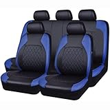 HXCVKXHI Komplettset PU Leder Autositzbezüge für Nissan Micra K12 2003-2010, Kratzfest und Verschleißfest Autositzschoner, Geteilte Auto Sitzschoner Autositzzubehör, C/Blue