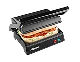 Bestron elektrischer Kontaktgrill mit Auffangschale, Sandwichmaker mit Cool-Touch-Handgriff, Paninimaker mit Antihaftbeschichtung, 1000 Watt, APM123Z, Farbe: Mattschwarz, 22,5 x 14 cm