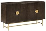Crosley Furniture Blair Mid-Century Modernes Sideboard Buffetschrank mit Stauraum, Wohnzimmer Credenza, Dunkelbraun/Gold