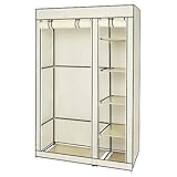 LEADZM Kleiderschrank, Faltschrank Stoffschrank Faltbare Garderobe Canvas mit Reißverschluss, Fächern, für Schlafzimmer, Wohnzimmer (Beige, 110 x 45 x 175 cm)