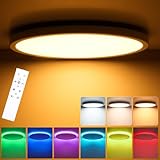 Oraymin Deckenlampe mit Fernbedienung Ø30CM, 24W 3300LM LED Deckenleuchte RGB Farbwechsel Rund, 3000K-6500K LED Deckenleuchte Dimmbar für Schlafzimmer Küche Wohnzimmer Korridor Balkon
