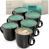 Sänger Fiji | Kaffeebecher 6 Personen, Steingut Kaffeetassen Set 6er, Tassen Set Teetasse Set spülmaschinenfest mikrowellenfest, Coffee Mug multifunktional dunkelgrün 430 ml | VALUE COLLECTION