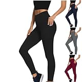 Thermo Leggings Damen mit Taschen Gefütterte Winter Thermoleggings, High Waist Sportleggings Warm Blickdicht Thermohose Booty Lifting Po Push Up Tights Strumpfhosen Weiche Elastische Laufhose