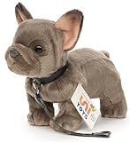 Uni-Toys - Französische Bulldogge (grau) mit Leine - 26 cm (Länge) - Plüsch-Hund, Dogge, Haustier - Plüschtier, Kuscheltier