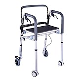 Faltbarer Rollator, Rollator Walker, Leichter, Faltbarer Gehrahmen mit gepolstertem Sitz und Rädern, höhenverstellbare Gehhilfe für ältere Menschen, für den Innen- und Außenbereich