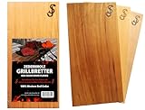 Räucherbretter im 3er Set aus reinem Zedernholz von „SJ“ – Grillbretter zum Grillen aus Red Cedar - 100% natürliche Aroma Holz Planken, Räucherplanke/Grillplanken zum Veredeln von Grillgut