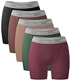 BAMBOO COOL Boxershorts Langes Bein Unterwäsche Frauen Bambus Unterhosen mit Beinen Damen 5er Pack