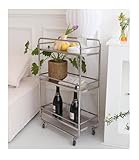 Aufbewahrungswagen, 3-stöckiger Edelstahl-Allzweckwagen auf Rädern, bewegliche Küchenregale für Büro und Badezimmer, vielseitiges Design