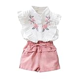 Silk Pyjama Set für Mädchen - Pyjama Teenager Mädchen Cartoon Print Kurze Schlafanzughose & Kurzarm T-Shirt Set Kurze Ärmel Revers Shirt Big Tween Girl Nightwear Set Morgenmantel Kuschelig Kinder