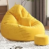 GWFBLID Sitzsack Sessel mit Hocker Sitzsack Erwachsene mit Füllung Sitzsäcke mit Abnehmbarer Bezug Sitzsack Lounge Sofa für das Wohnzimmer Schlafzimmer Riesensitzsack Samtbezug