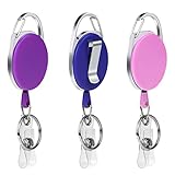 Vicloon Ausweisjojo, 3 Stück Einziehbarer Ausweishalter, 3 Farbe Schlüssel JoJo mit Schlüsselring 2 in 1 für ID Badge Holder, Kartenhalter, Schlüsselkarten