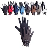 RL24 - Reithandschuhe Damen & Herren Professional Nubuk | Handschuhe zum Reiten | Reiterhandschuhe mit Magic-Lederimitat | robust, rutschfest & atmungsaktiv | Reitzubehör in Schwarz/Dunkelgrau | M