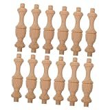 Warmhm 12 Stück Teiliges Mini Holzsäulen mit Römischem Säulendesign Fein Geschliffen Starke Tragfähigkeit Vintage Holzbaluster für DIY Heimdekoration Natürliche Maserung Einfache Pflege