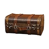 Schatztruhe aus Holz, Retro Aufbewahrungsbox aus Holz, kleine Aufbewahrungsbox mit Griff, Aufbewahrungsbox aus Leder, Piratenschatztruhe aus Holz, Erinnerungskiste aus Holz, Kunstbox
