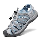 DANNTO Sandalen Damen Trekking Sportsandalen Outdoorsandale Geschlossene Gummi Wandersandalen Sommer für Reisen（Beige,38）