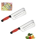 Kohlschneider Krauthobel Edelstahl, Krautschneider mit Doppel Klingen, Krauthobel Sauerkrauthobel, Kartoffelhobel Kohlschneider Gurkenhobel, Multifunktionales Krautsalat Gemüseschneider (2 Stück)