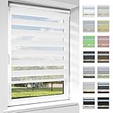 OUBO Doppelrollo Klemmfix ohne Bohren Duo Rollos für Fenster & Türen (Weiß,35cm x 210cm), Klemmrollo Seitenzugrollo Sicht und Sonnenschutz, Lichtdurchlässig und Verdunkelnd.