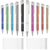 DONQL 10 Stück Hochwertiger Metall-Kugelschreiber mit 20 Nachfüllminen, Kugelschreiber in 10 Farben, Flüssig schreibend & Bequemer Griff, Elegantes Schreibset für Büro, Schule und Geschenk