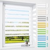 Doppelrollo klemmfix ohne Bohren & mit Bohren, 40x120cm (BxH) Weiß, 3-in-1 Duo Rollo für Fenster & Tür, Fensterrollo innen lichtdurchlässig & verdunkelnd, Klemmrollo Rollos Sonnenschutz