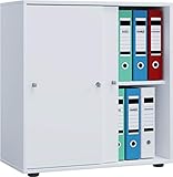 VCM Büroschrank mit 2 Fächern | moderner Aktenschrank mit Schiebetüren | Maße ca. B. 70 x H. 73 x T. 37 cm – Lona 2-Fach