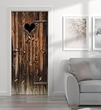 MyMaxxi - Tür bekleben mit Türtapete Türposter Türfolie Selbstklebend 90x200 Holz Klotür Herz - Tür verschönern mit Türfolie - Türaufkleber Türklebefolie Vintage Holz Bretter