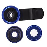 LIGIGWASH Smartphone Kameraobjektiv in Fisheye Weitwinkel Makro Linse aus Präzise Fokussierung Kompatibel mit iPhone X Blau