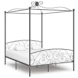 Youuihom Futon-Betten Schlafzimmer-Betten Hochbett Bettgestell Himmelbett-Gestell Grau Metall 160 x 200 cm Geeignet für Schlafzimmer, Außenbereich, Wohnung, Arbeitszimmer