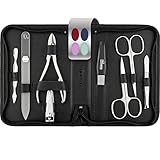 marQus Solingen Maniküre Set mit Nagel-Zange und Glasfeile 8 teilig - Nagelset in hochwertigem Lederetui - Vollwertiges Set für Frau und Mann