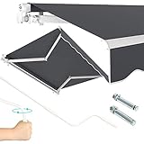 Dripex Markise 200 x 150 cm Manuelle Gelenkarmmarkise Wasserdicht und Sonnenschutz, Terrassenmarkise Größen wählbar, Sonnenmarkise für Terrasse Balkon, Gelenkmarkise Dunkelgrau, Montage erforderlich