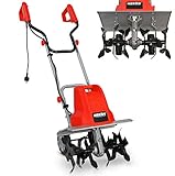 HECHT Elektro Bodenhacke für effektive Bodenbearbeitung – 1500 Watt – 24 Messer – elektrische Gartenfräse – Gartenhacke – Kultivator – zum umgraben und lockern vom Boden für perfekte Pflanzen (Rot)