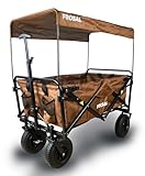 FROSAL Bollerwagen Nick braun faltbar Luftreifen Bremse & Dach Kinder Strand Handwagen klappbar Lufträder
