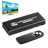 High Definition Multimedia Interface Splitter, Switcher 4K@120Hz mit Fernbedienung, Low Latency Plug and Play Adapter für Audio Video System Spielkonsole