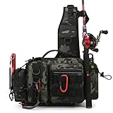 YAOYAOLING Angelausrüstungstasche, taktische Aufbewahrungstasche für Angelzubehör, leichter Sling-Rucksack, Werkzeugtasche für Angeln, Wandern, Jagd, Camping