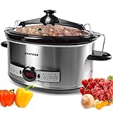 Syntrox 6,5 l Slow Cooker | Schmortopf | Schongarer | Multikocher Stosax, Keramikinnentopf, Warmhaltefunktion, mit Timer, küchenzubehör, Multifunktionaler Küchenhelfer