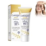 Anti-Aging Sonnencreme, 40 G SPF 50+ PA+++Reorganize Collagen Sonnencreme Wasserfeste, Schweißfeste Sunscreen Mit UVA/UVB Schutz Kollagen Sonnencreme LSF 50+, Beugt Sonnenbrand & Hautbräunung Vor