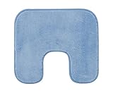 Gözze - Premium Rutschfester Badteppich mit Ausschnitt, RIO, 100% Microfaser, Ideal als WC-Vorlage für Standtoilette, 50 x 45 cm - Blau