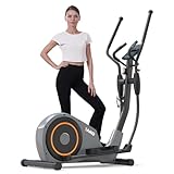 YAMO Crosstrainer für Zuhause, Extrem Leises Magnetisches Ellipsentrainer mit 7KG Schwungrad, 8 Widerstandsstufen, Pulssensor, Multifunktionaler LCD Monitor & Gerätehalter