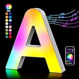 LED Buchstaben Lichter Alphabet, Led Leuchtbuchstabe Farblich Veränderbar mit USB-Netzteil, APP-Kontrolle, Dimmbar, Dekoration für Geburtstag Weihnachten Hochzeit Party Valentinstag - Buchstaben A