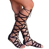 RöMersandalen Damen Schuhe Sandalen Damen Gladiator Römisch Sandalen Sommer Strand Sandals Riemchensandalen Knie Hohe Stiefel Peep Toe Sandalen Schnürschuhe Elegant Kniehohe Freizeitsandalen