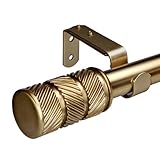 ILAISIHOME Gardinenstangen mit Rändel-Design, 3,8 cm Durchmesser, Antikgold, 182,9–365,8 cm, Teleskop-Gardinenstangen für Fensterbreite 172,7–355,6 cm, 1 Packung