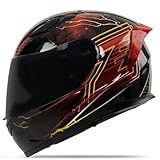 Integralhelm Für Motorradfahrer Motorradrennsport-Sturzhelm ECE R22-05-Geprüft Integralhelm Für Motorradfahrer Heckflügel-Design Mehrere Farben E,L(54-55CM)